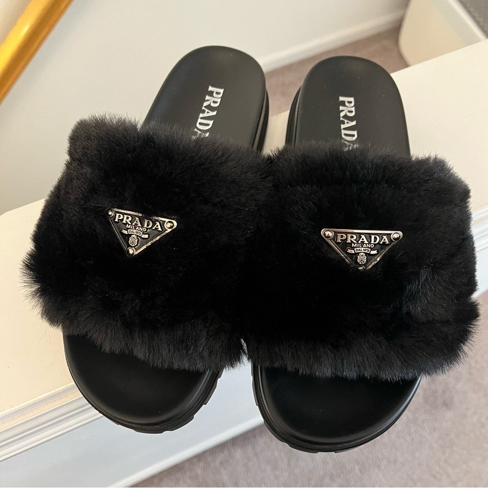 Prada Shearling Fur Slide